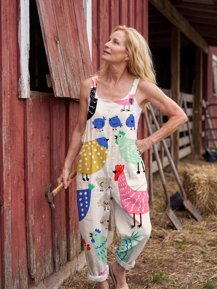 Emma & Rose Cape Town Arlina™ white strap jumpsuit with everyday motif, casual and stylish for everyday wear.