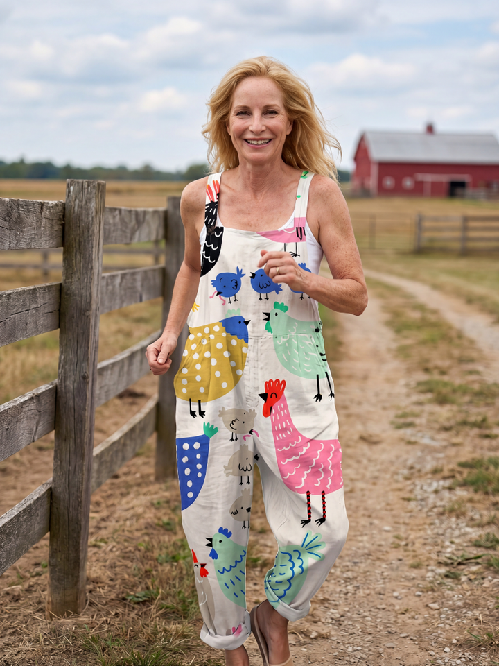 White Arlina™ strap jumpsuit with everyday motif from Emma & Rose Cape Town, featuring a casual, stylish design and adjustable straps.