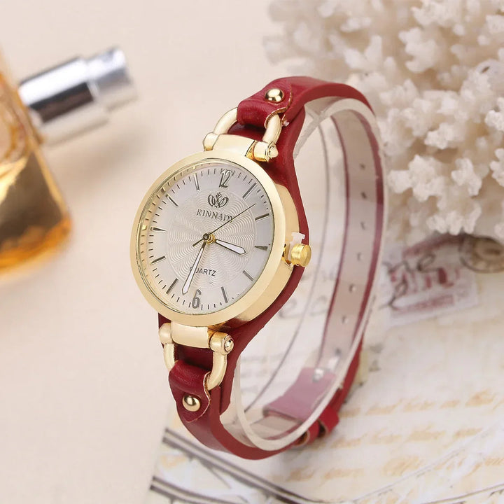 Emma & Rose Cape Town Helena™ L'Or Blanc women's watch with a brown leather strap and elegant timepiece design.
