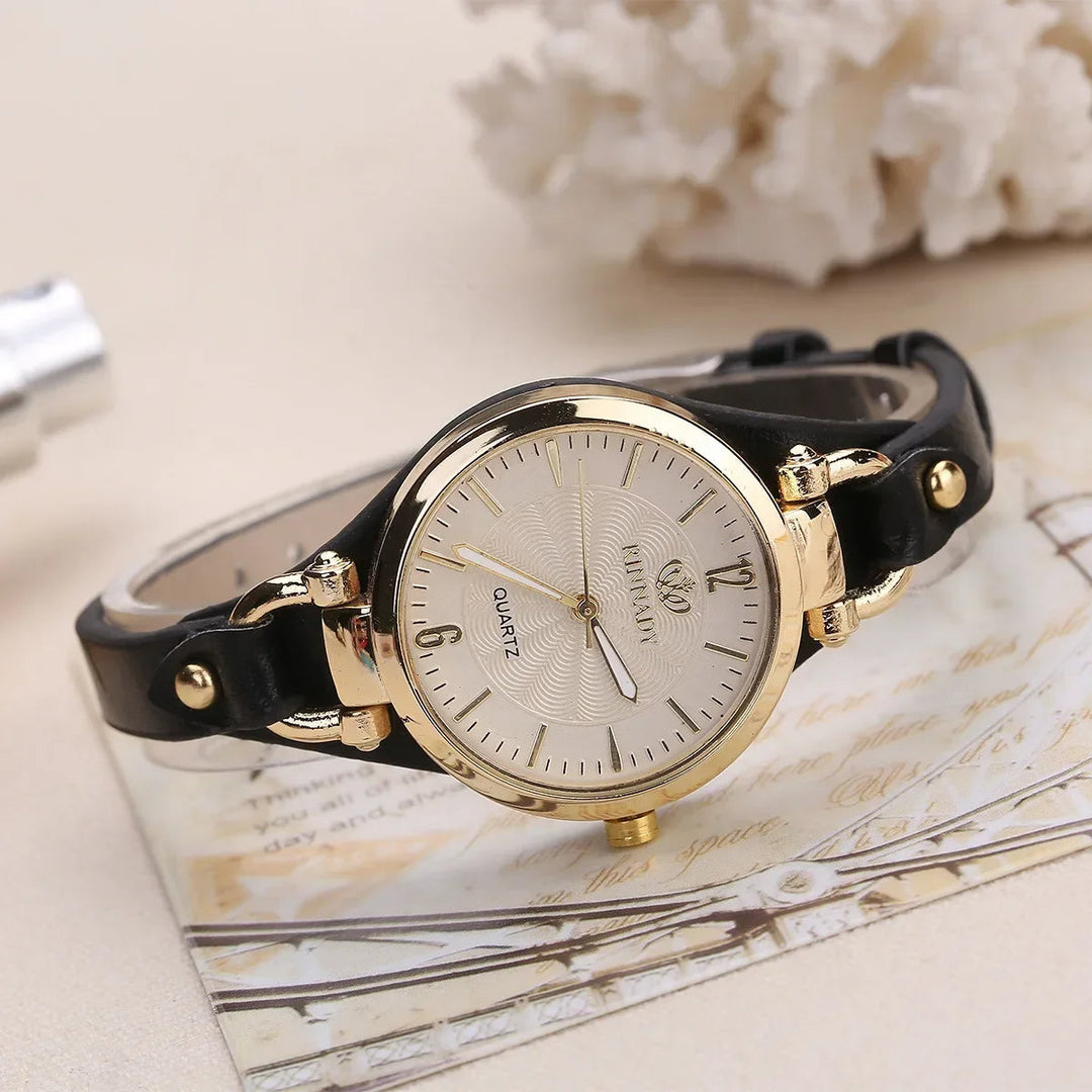 Emma & Rose Cape Town Helena™ women's L'Or Blanc timepiece with a brown watch face and elegant design.