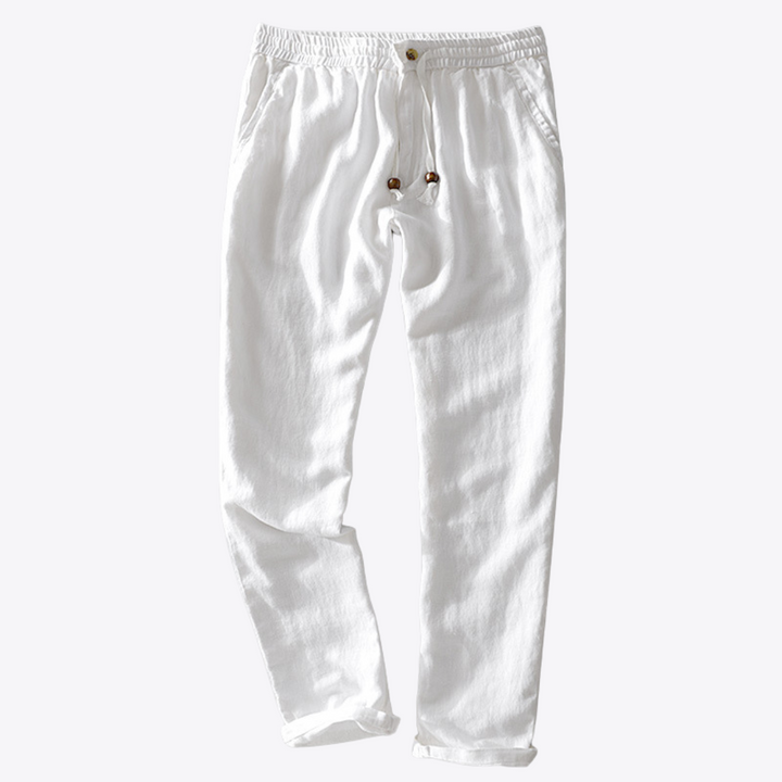 Light blue Shane™ casual lightweight men's pants by Emma & Rose Manhattan, displayed with a relaxed fit and comfortable fabric.