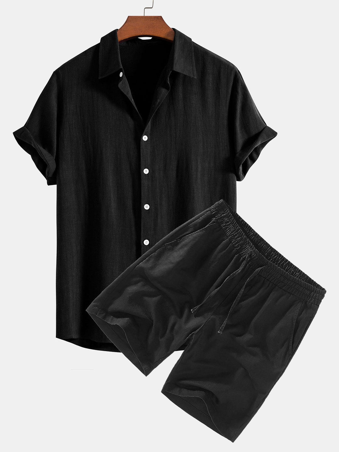 Maroon summer two-piece outfit by Emma & Rose Manhattan, featuring a short-sleeved top and matching shorts.