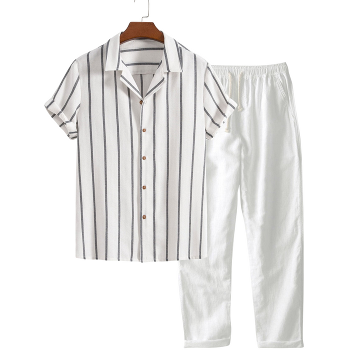 Emma & Rose Manhattan Trevor short-sleeved set for boys, white fabric with casual style and comfortable fit.