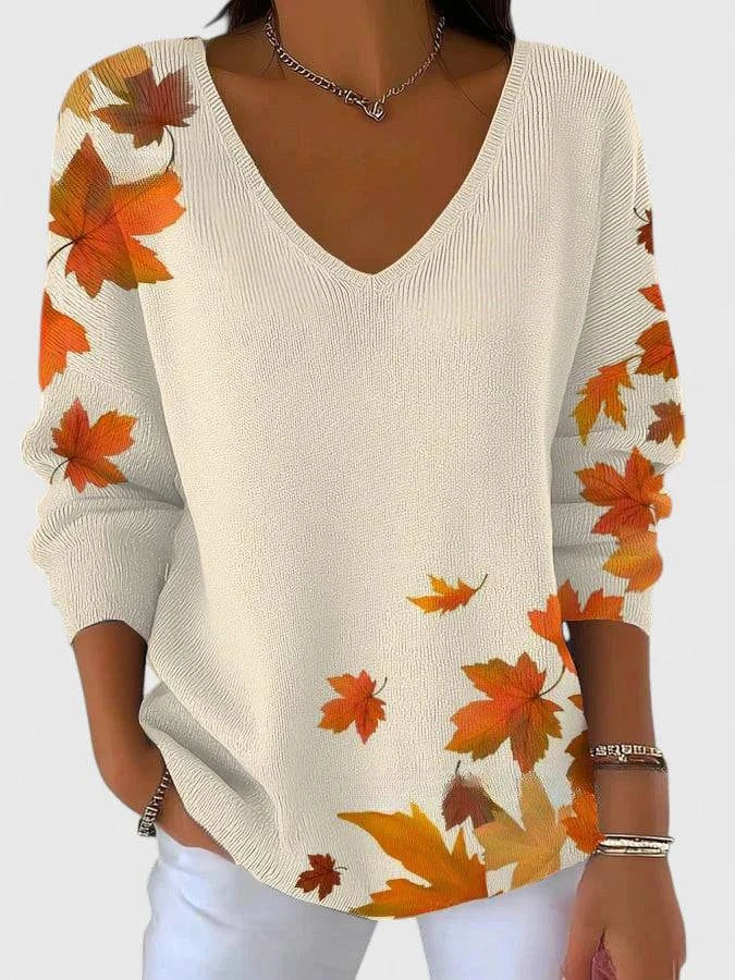 Emma & Rose Cape Town Sera™ Elegant V-neck Sweater in soft knit, showcasing a stylish V-neckline and cozy fit.