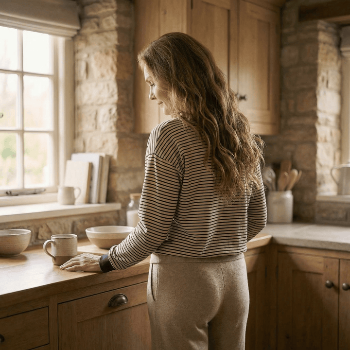 Emma & Rose Manhattan Chloe™ slouchy long sleeve tee in soft fabric, shown on a hanger with a relaxed fit and casual style.