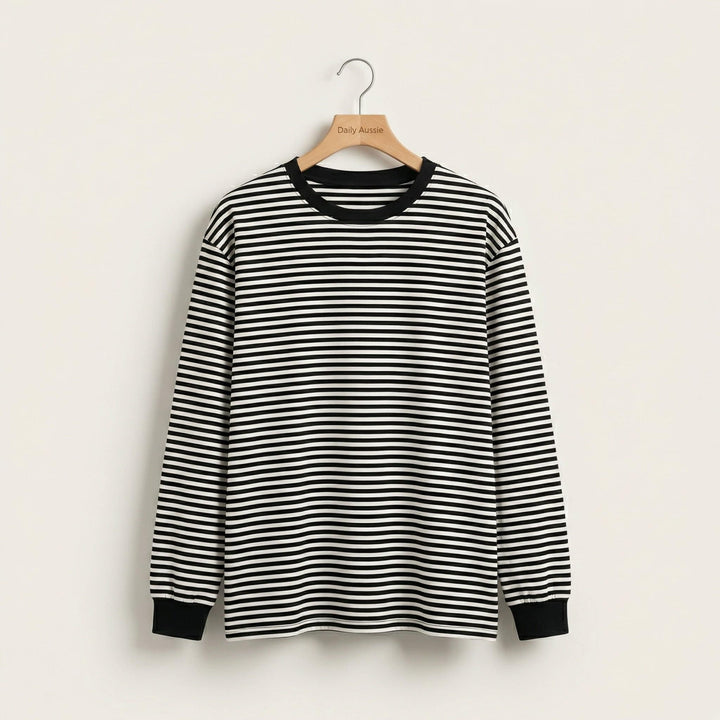 Emma & Rose Manhattan Chloe™ slouchy long sleeve tee in soft fabric, shown on a hanger with a relaxed fit and casual style.