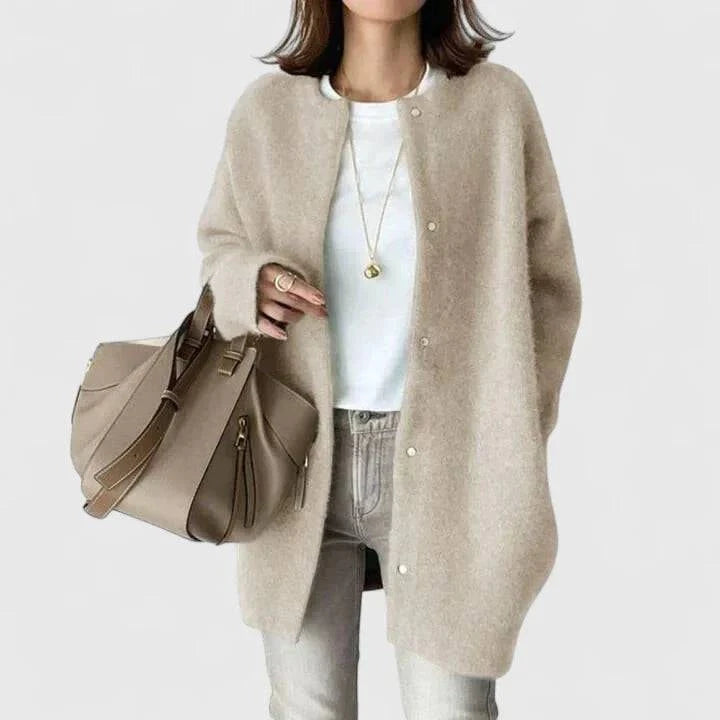 Thalienne™ Emma & Rose Cape Town apricot luxury cardigan jacket with buttons, cozy and stylish for everyday wear