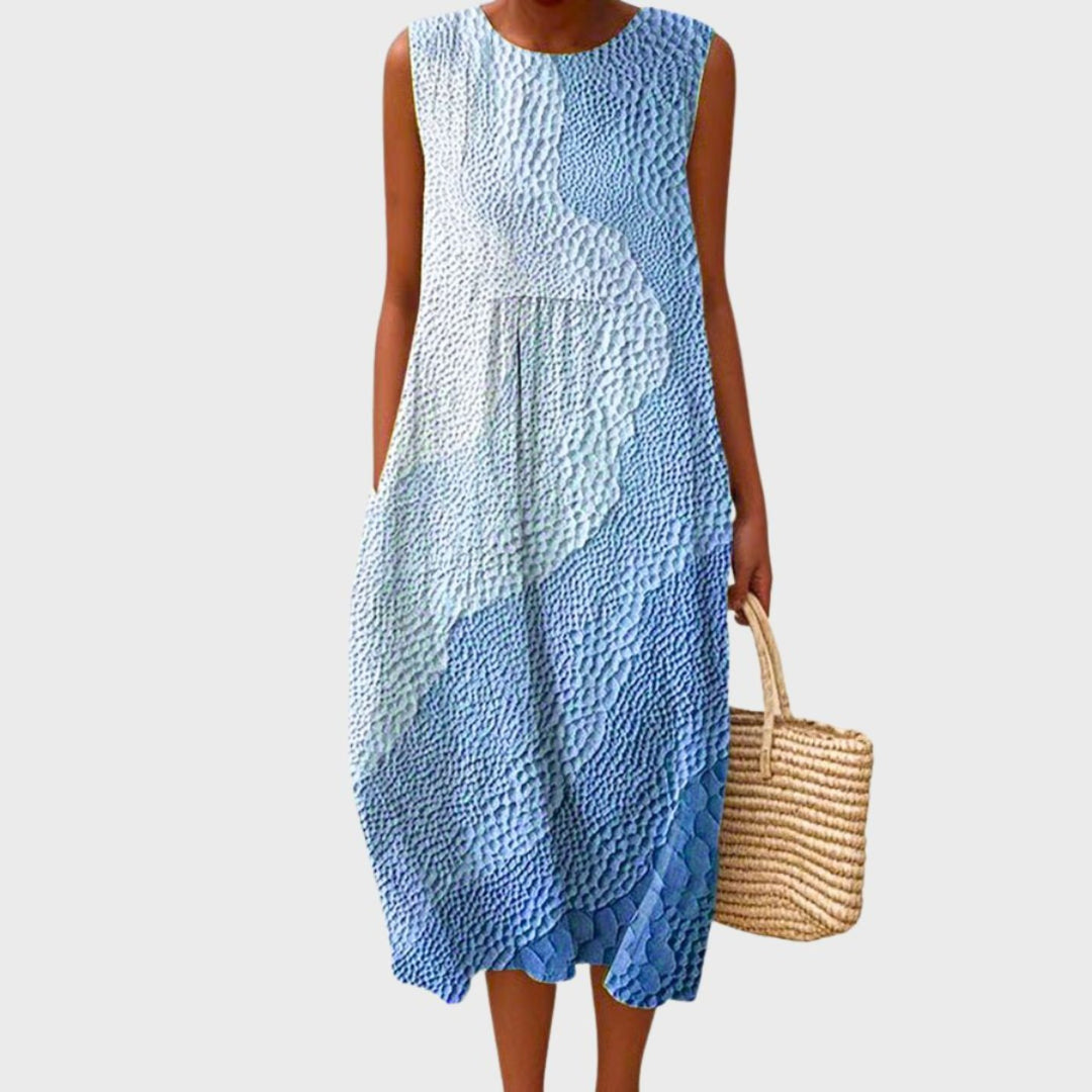 Phoebe | Midi Dress Sleeveless Linen Tiered Casual Plaid