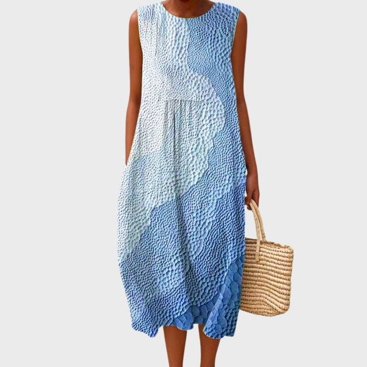 Phoebe | Midi Dress Sleeveless Linen Tiered Casual Plaid