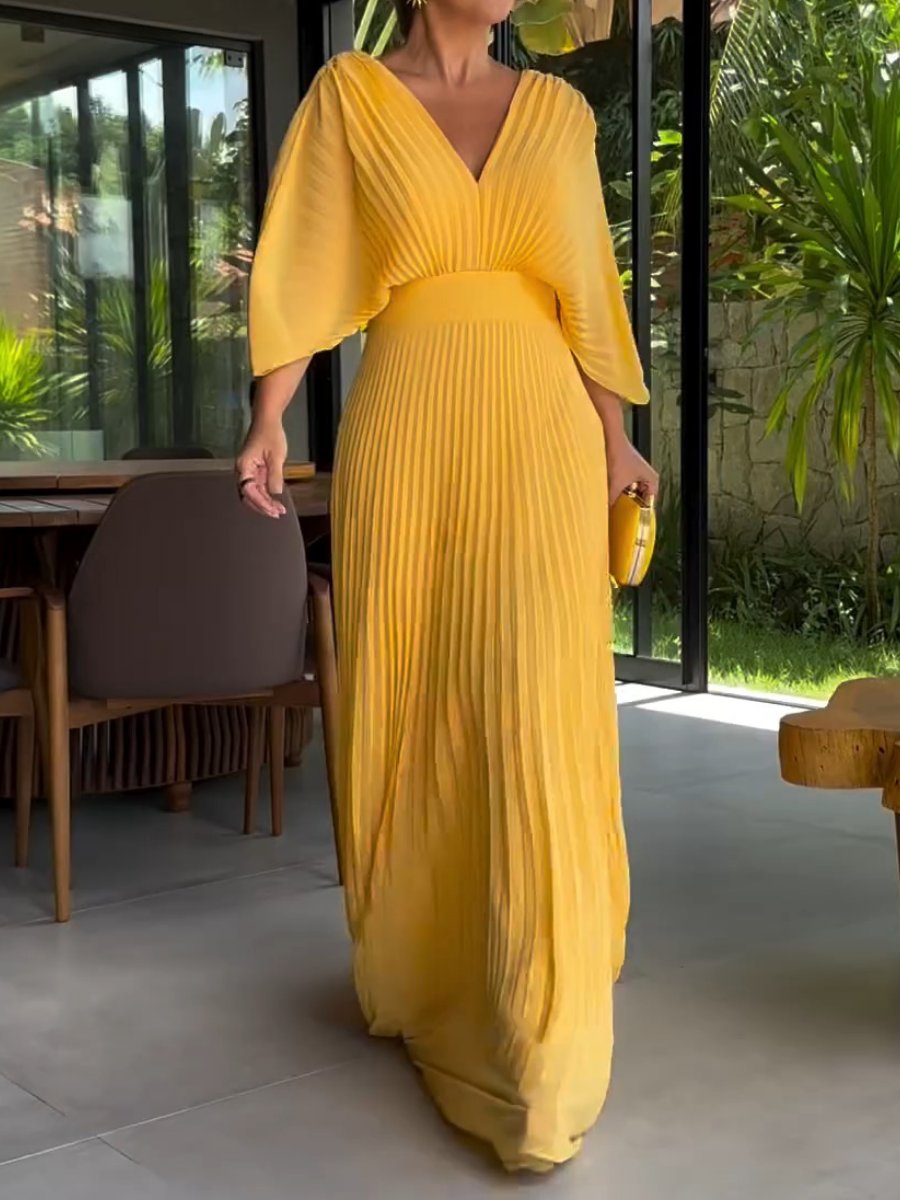 Sassa - Floaty Ribbed Dress with V-Neck