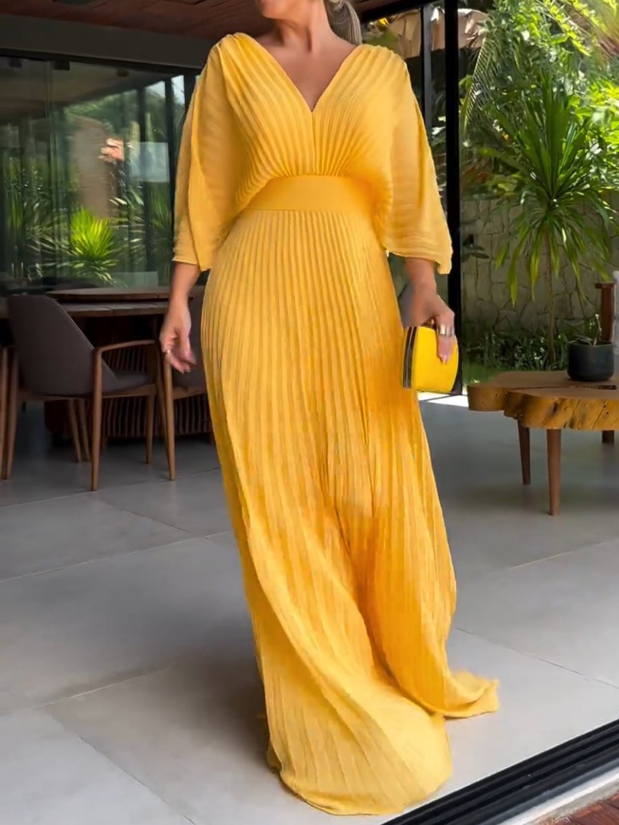 Sassa - Floaty Ribbed Dress with V-Neck