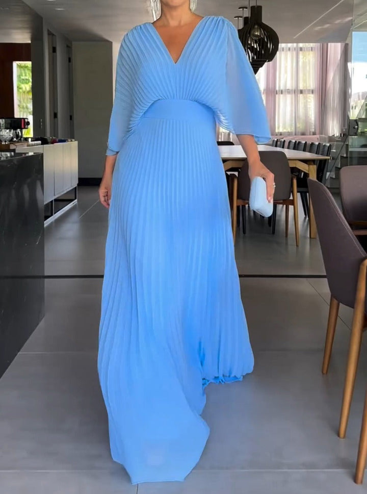 Sassa - Floaty Ribbed Dress with V-Neck