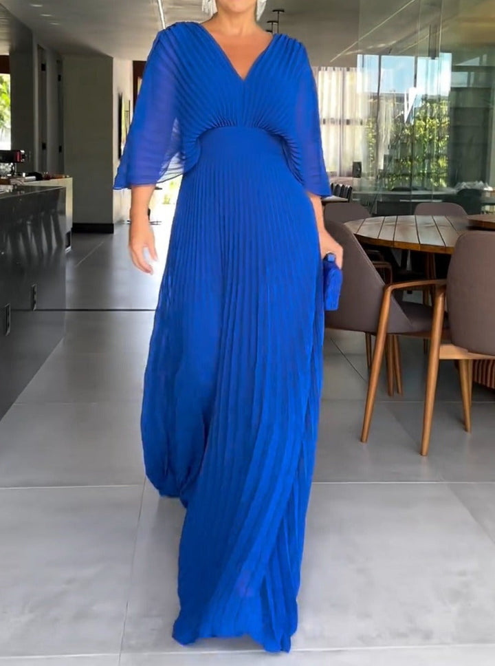 Sassa - Floaty Ribbed Dress with V-Neck