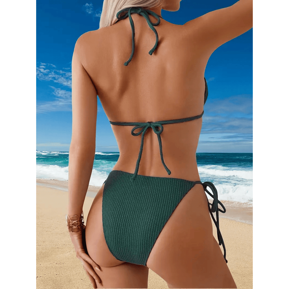 Emma & Rose Manhattan Kirsten™ ribbed luxe bikini set in tub brown, featuring a stylish ribbed design and supportive fit.