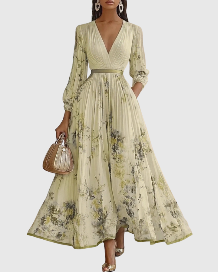 Women's V-Neck A-Line Midi Dress